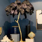 Brass Floor Lamp With Ostrich Feather Lighting Lobby