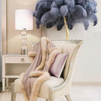 Brass Floor Lamp With Ostrich Feather Lighting Lobby
