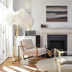 Brass Floor Lamp With Ostrich Feather Lighting Lobby