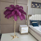 Brass Floor Lamp With Ostrich Feather Lighting Lobby