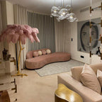 Brass Floor Lamp With Ostrich Feather Lighting Lobby