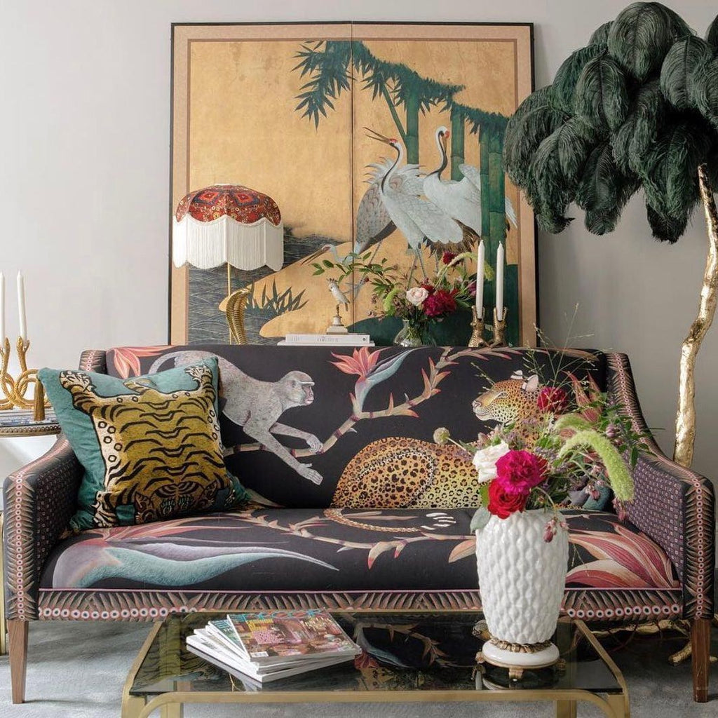 Brass Floor Lamp With Ostrich Feather Lighting Lobby