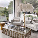 Brass Floor Lamp With Ostrich Feather Lighting Lobby