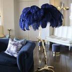 Brass Floor Lamp With Ostrich Feather Lighting Lobby