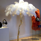Brass Floor Lamp With Ostrich Feather Lighting Lobby