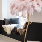 Brass Floor Lamp With Ostrich Feather Lighting Lobby