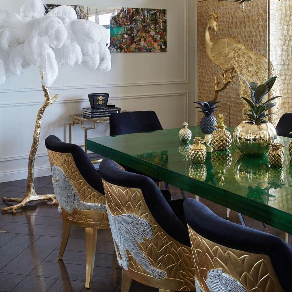 Brass Floor Lamp With Ostrich Feather Lighting Lobby