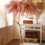 Brass Floor Lamp With Ostrich Feather Lighting Lobby
