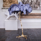 Brass Floor Lamp With Ostrich Feather Lighting Lobby