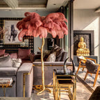 Brass Floor Lamp With Ostrich Feather Lighting Lobby