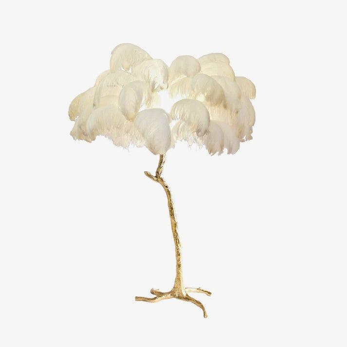 Brass Floor Lamp With Ostrich Feather Lighting Lobby