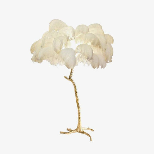 Brass Floor Lamp With Ostrich Feather Lighting Lobby