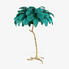 Brass Floor Lamp With Ostrich Feather Lighting Lobby