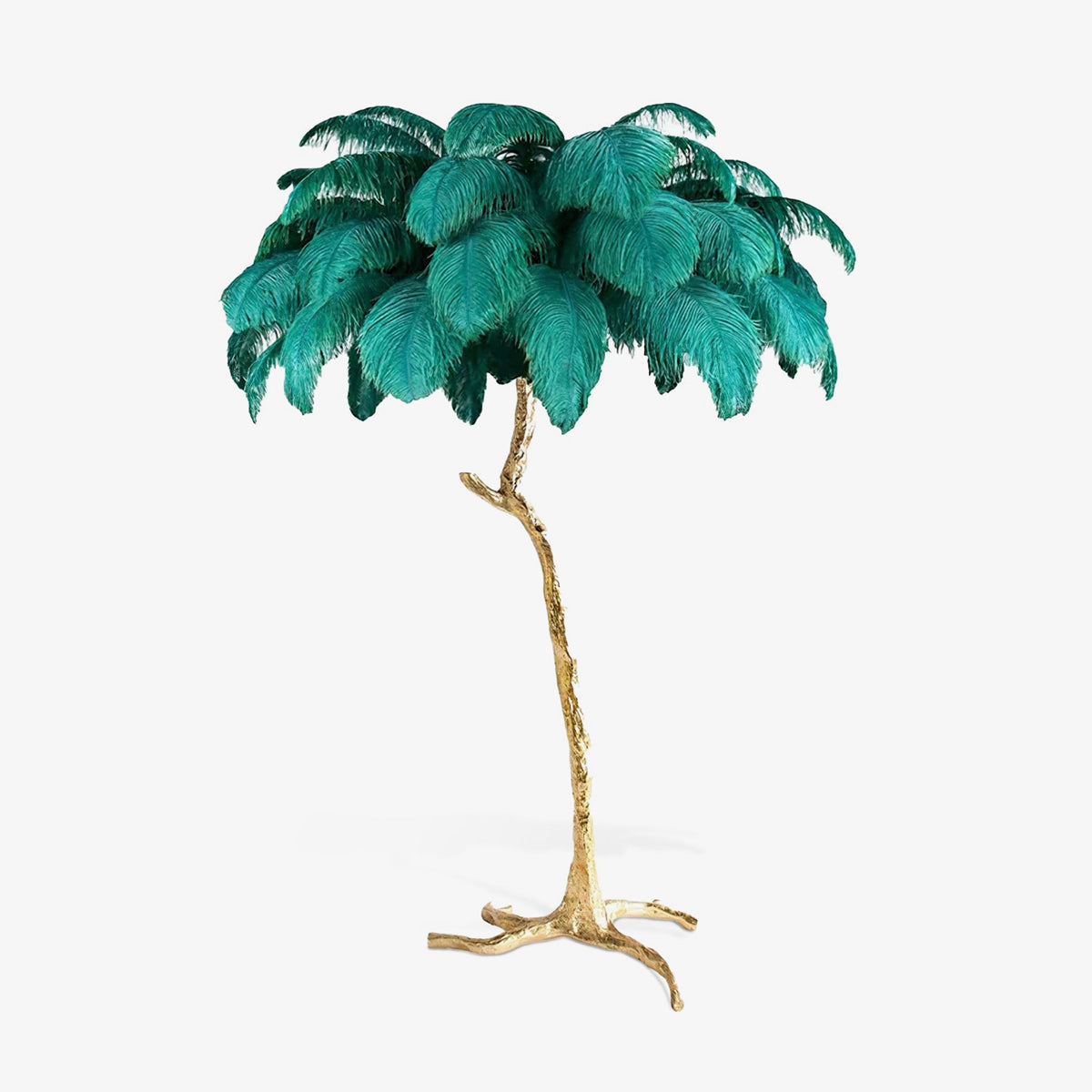 Brass Floor Lamp With Ostrich Feather Lighting Lobby