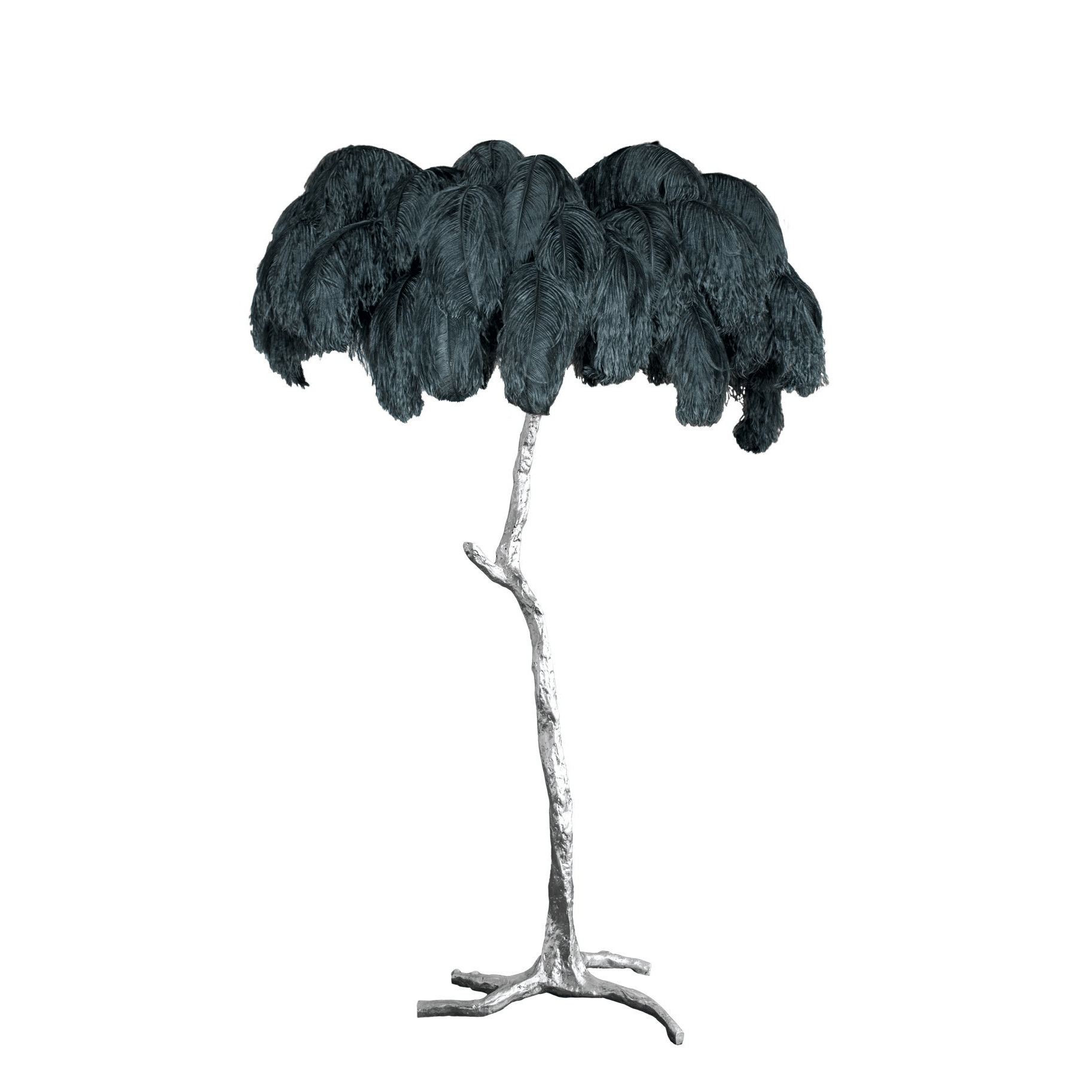 Brass Floor Lamp With Ostrich Feather Lighting Lobby