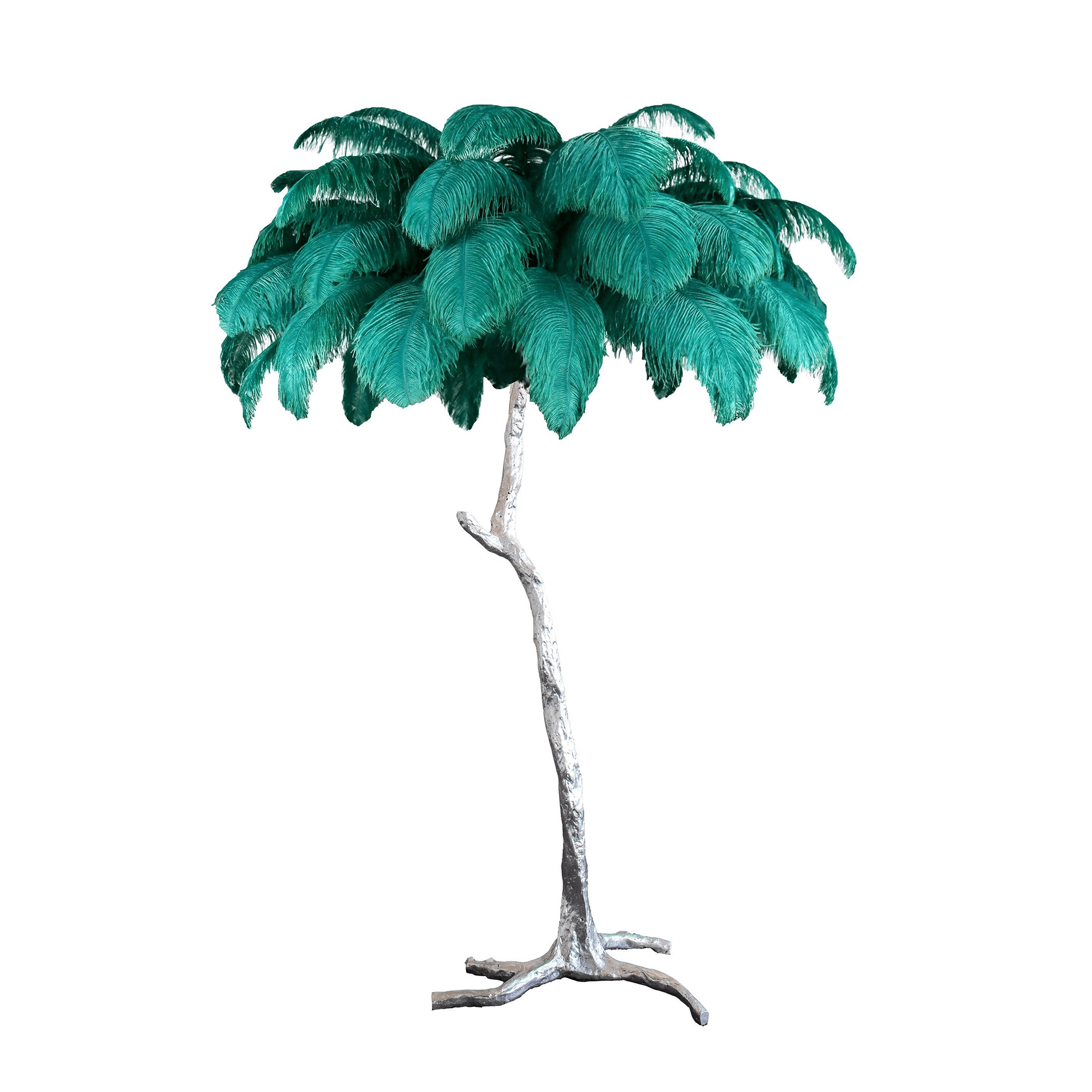 Brass Floor Lamp With Ostrich Feather Lighting Lobby