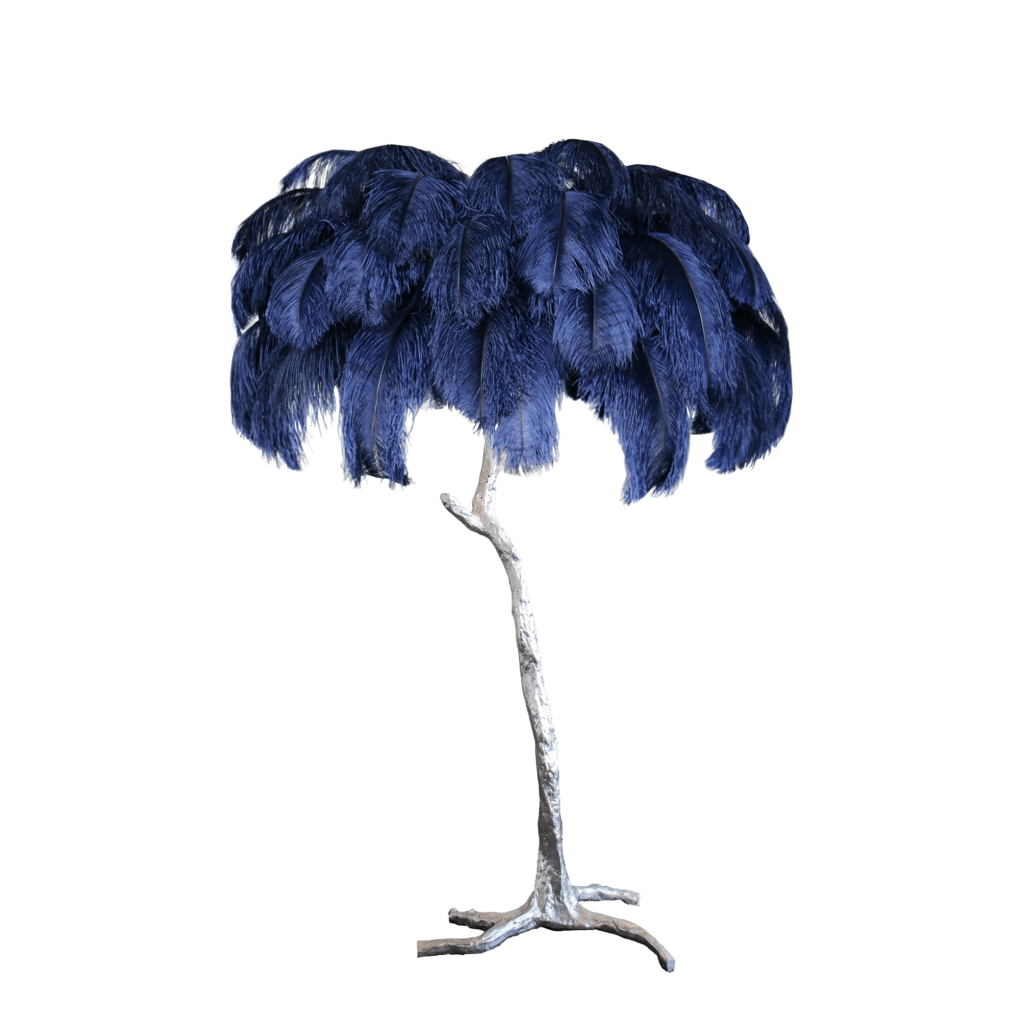 Brass Floor Lamp With Ostrich Feather Lighting Lobby