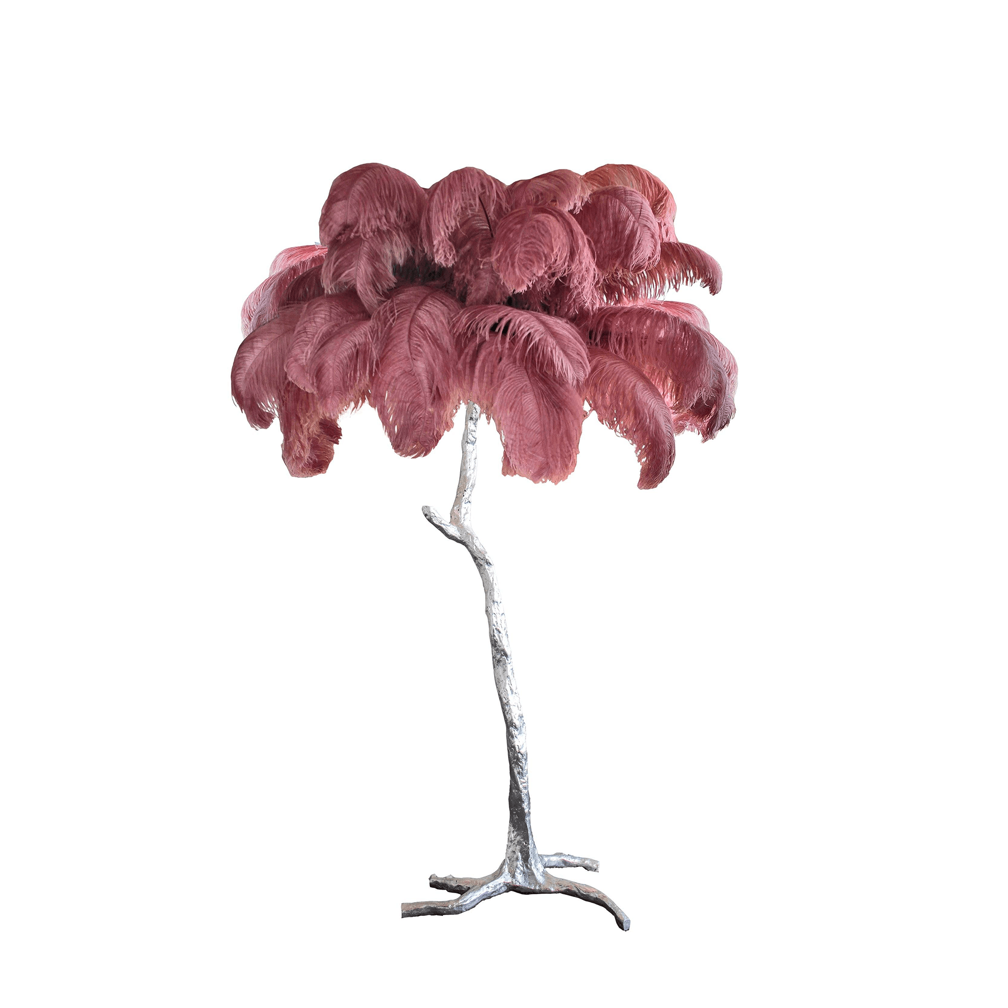 Brass Floor Lamp With Ostrich Feather Lighting Lobby
