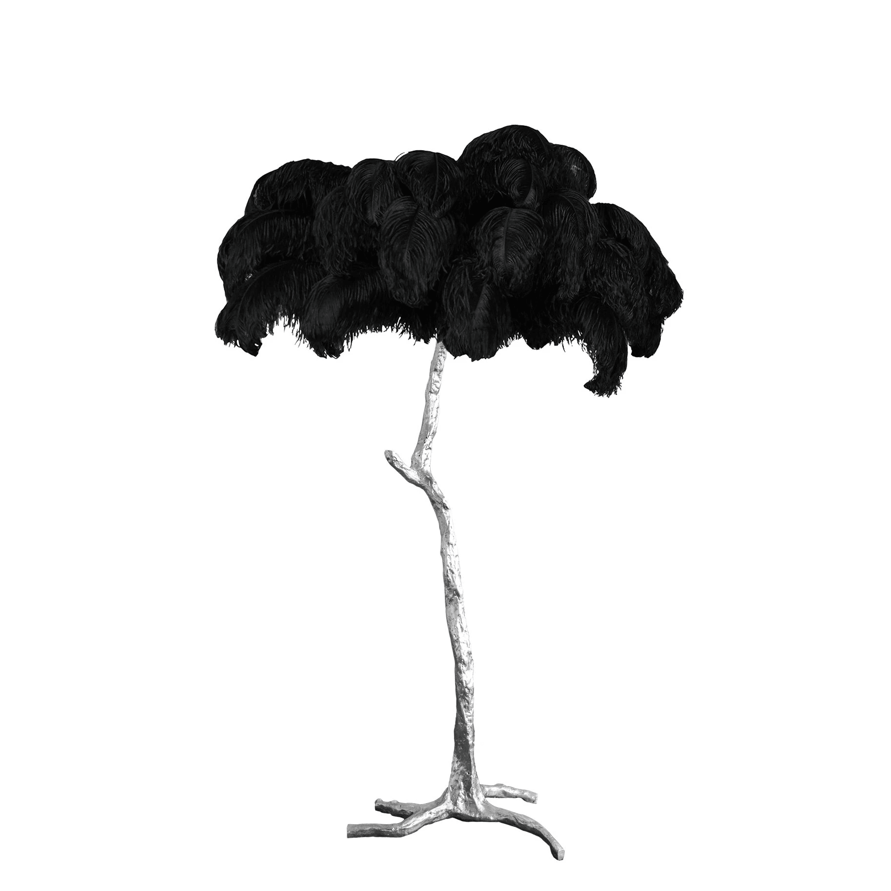Brass Floor Lamp With Ostrich Feather Lighting Lobby