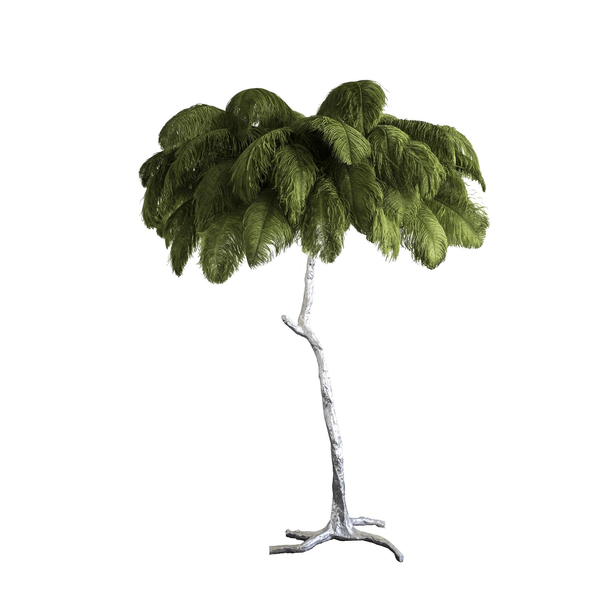 Brass Floor Lamp With Ostrich Feather Lighting Lobby