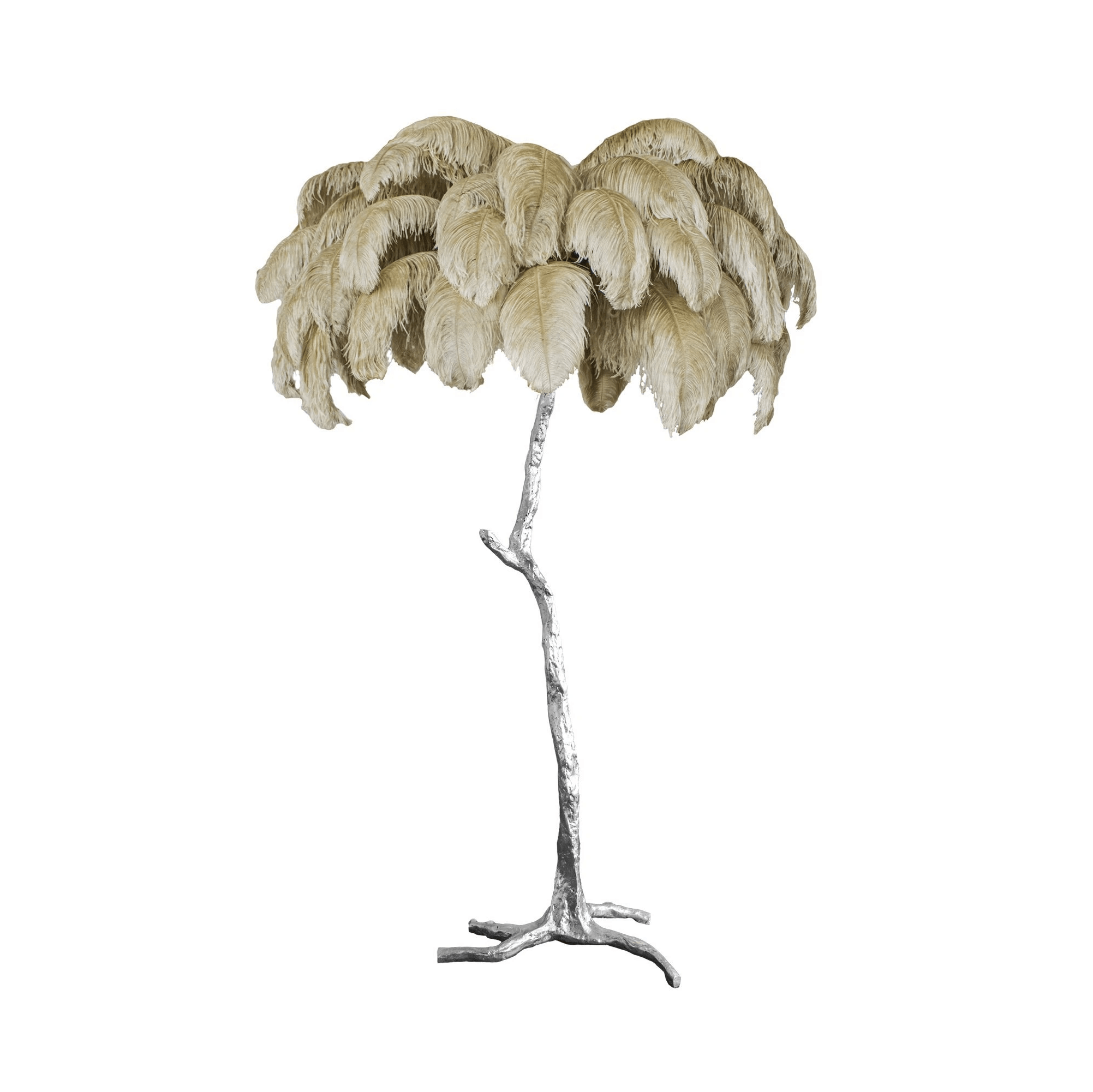 Brass Floor Lamp With Ostrich Feather Lighting Lobby