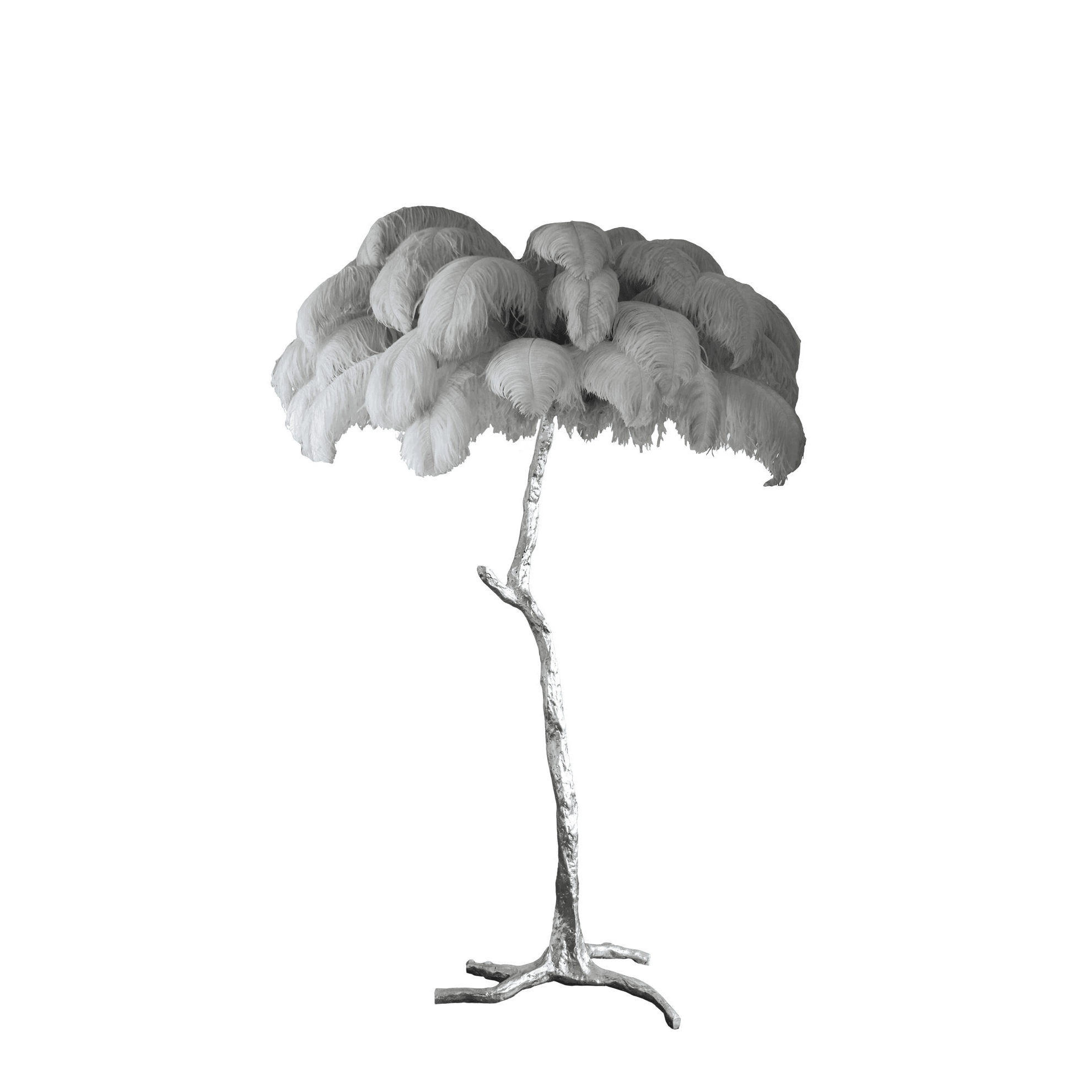 Brass Floor Lamp With Ostrich Feather Lighting Lobby