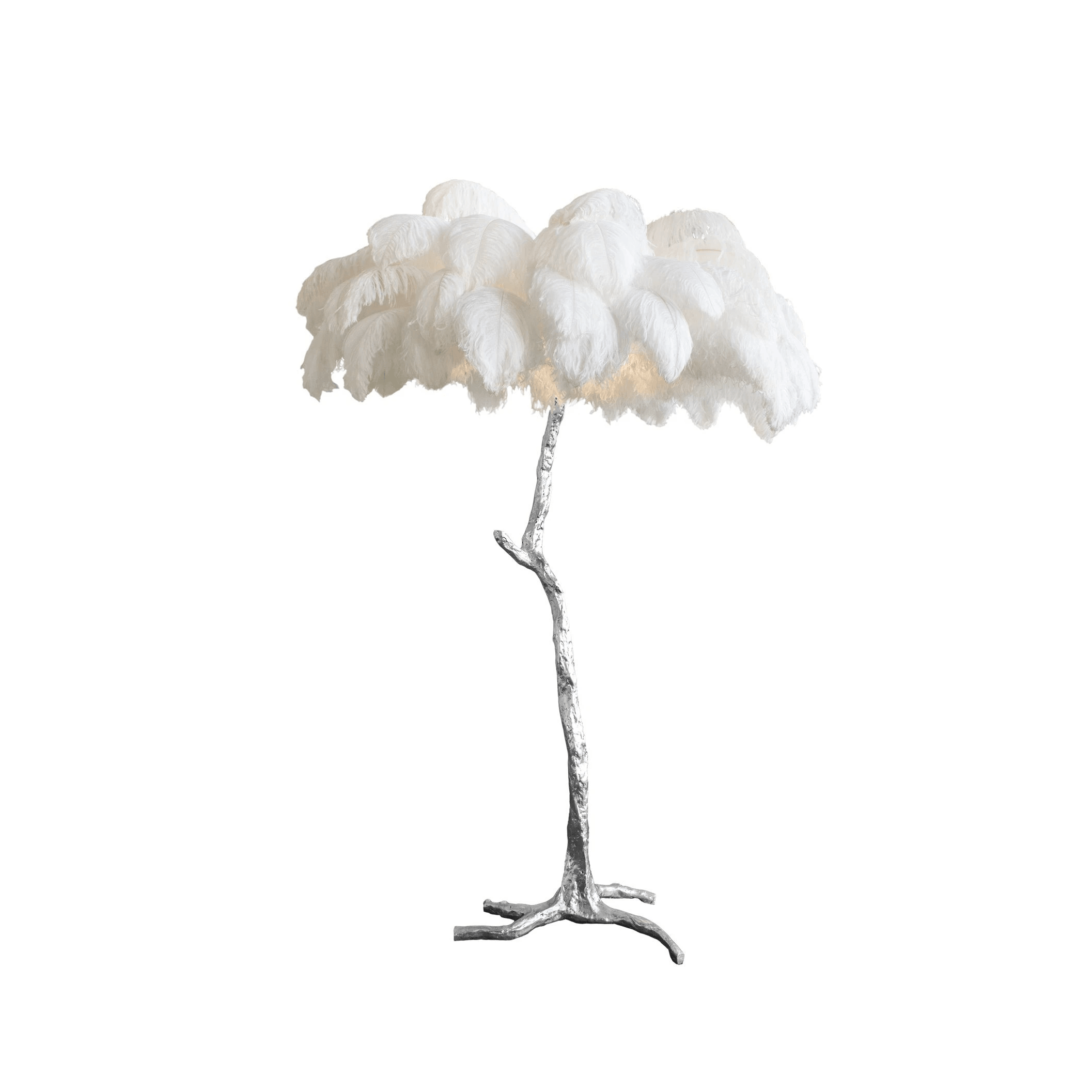 Brass Floor Lamp With Ostrich Feather Lighting Lobby