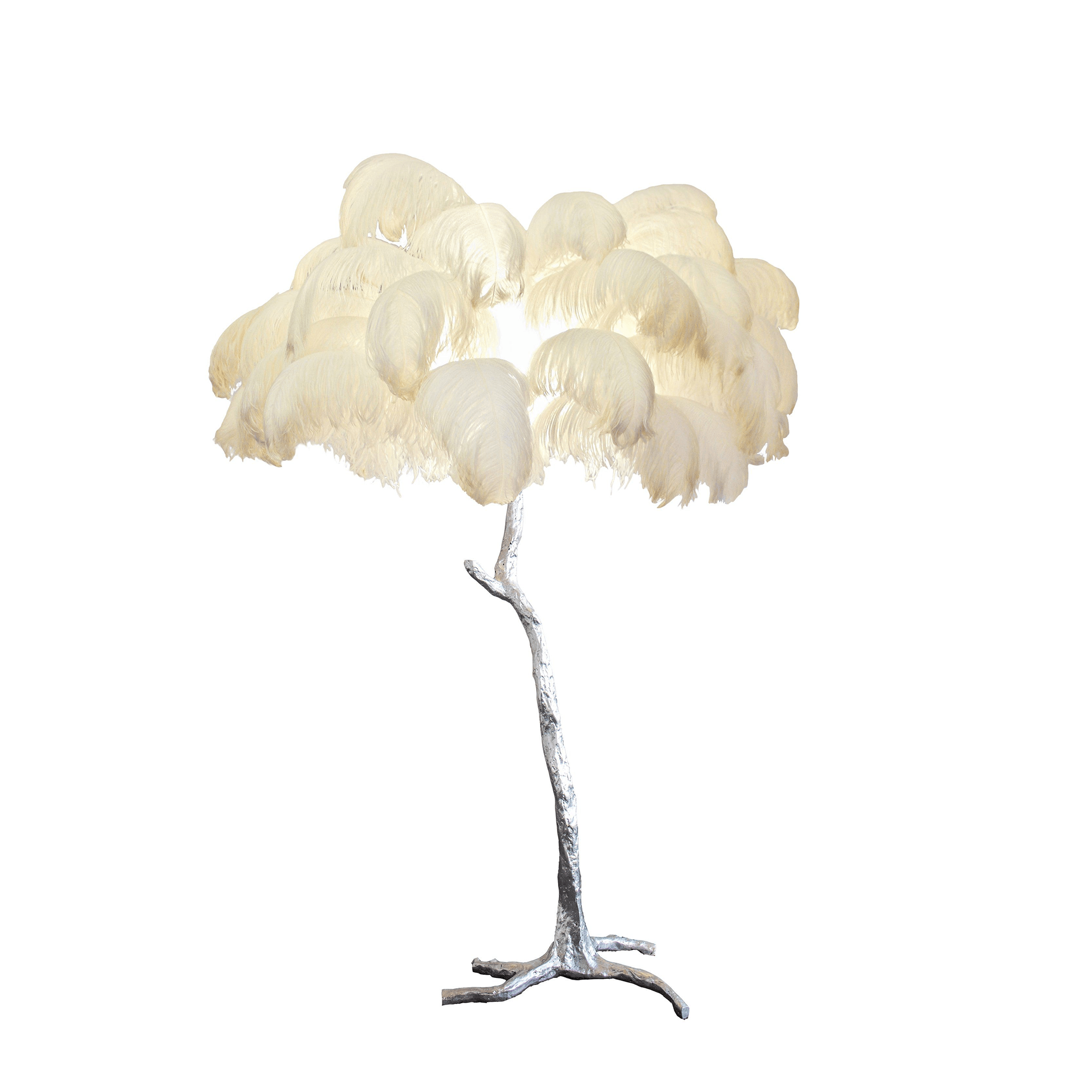 Brass Floor Lamp With Ostrich Feather Lighting Lobby