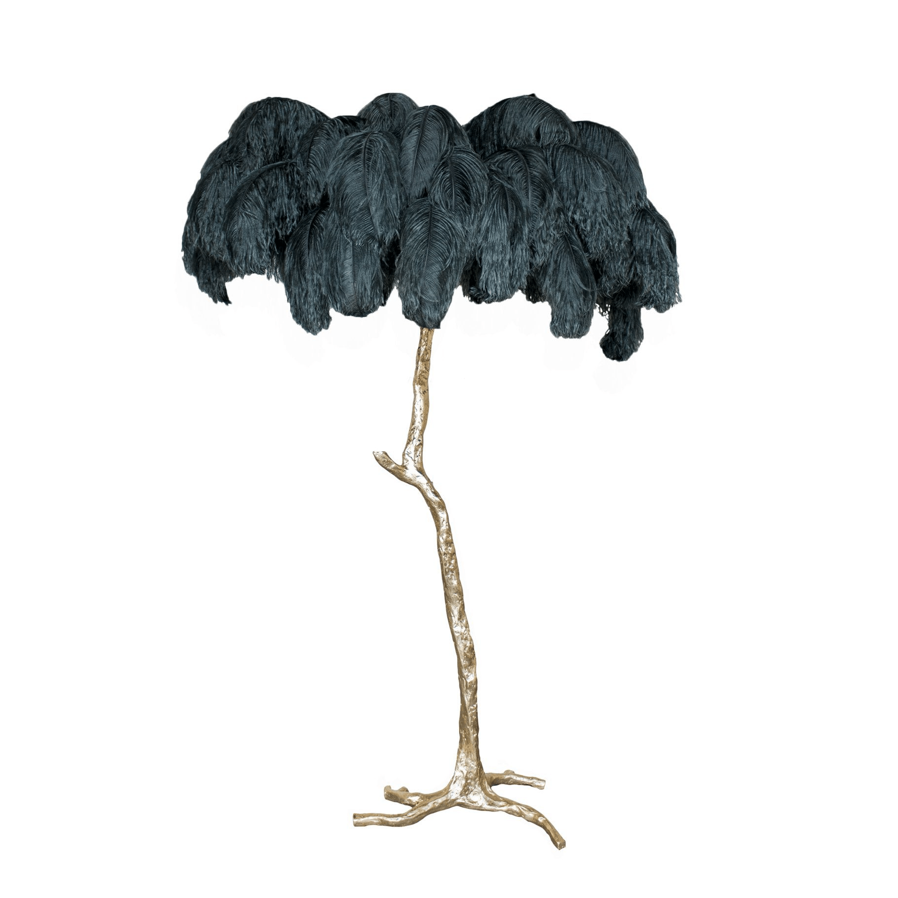 Brass Floor Lamp With Ostrich Feather Lighting Lobby