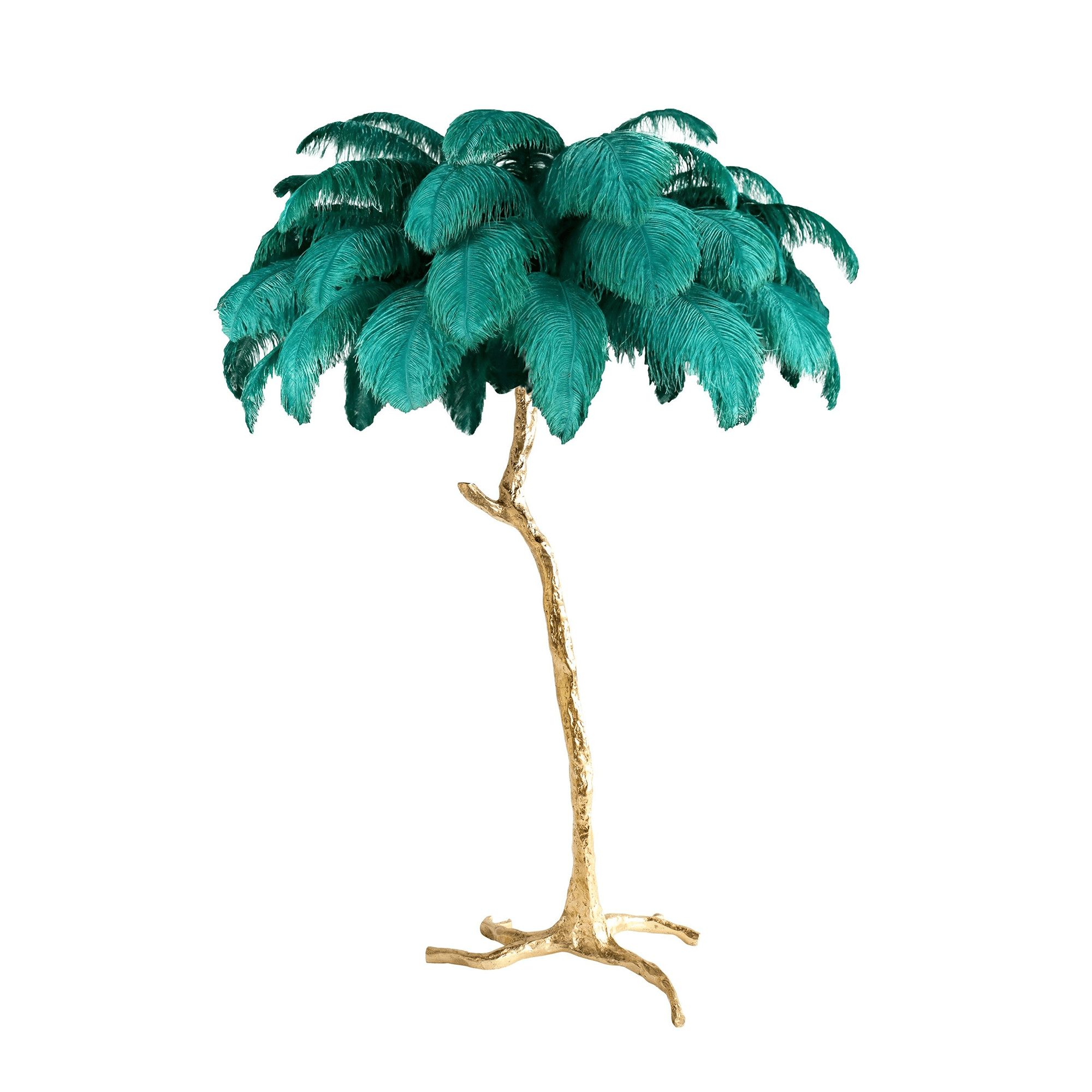 Brass Floor Lamp With Ostrich Feather Lighting Lobby