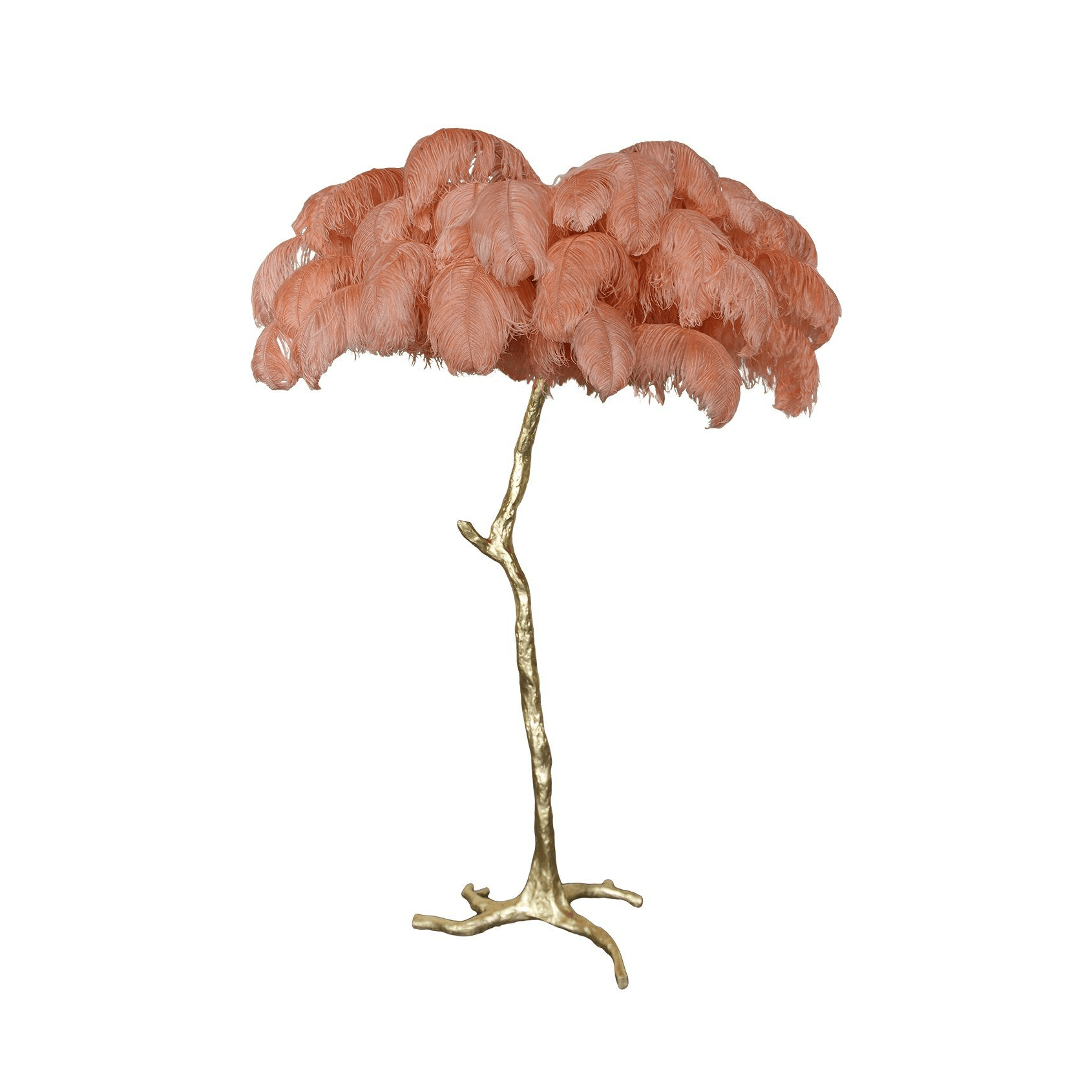 Brass Floor Lamp With Ostrich Feather Lighting Lobby