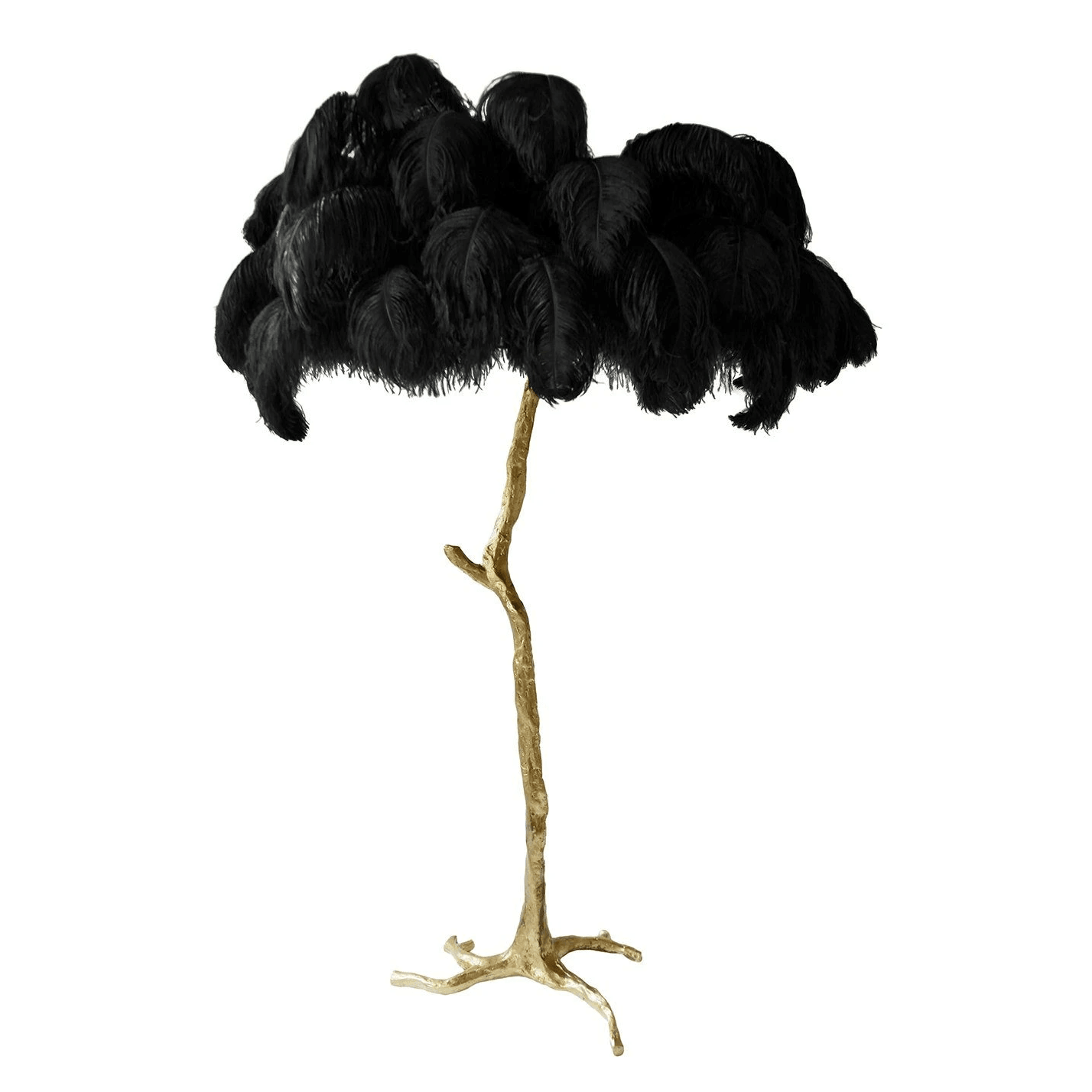Brass Floor Lamp With Ostrich Feather Lighting Lobby