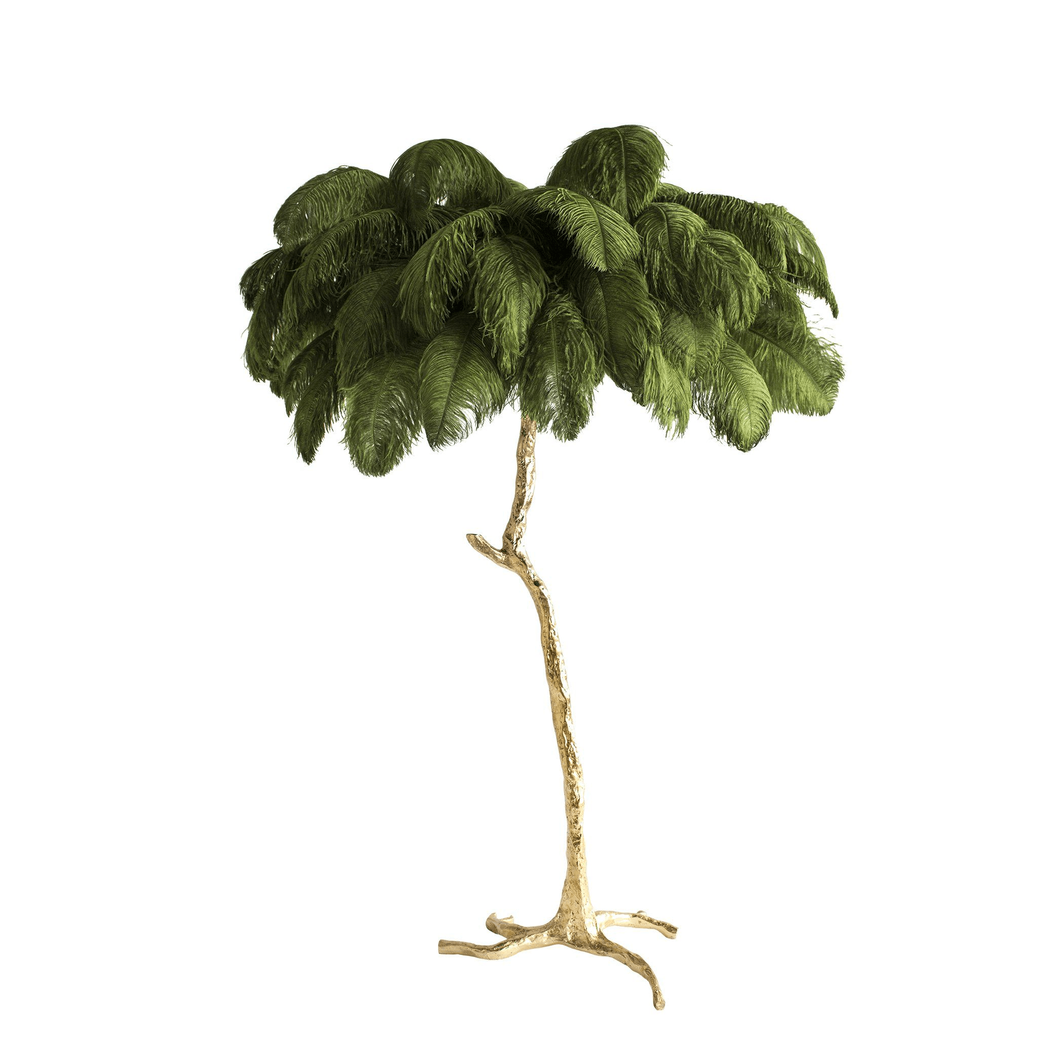 Brass Floor Lamp With Ostrich Feather Lighting Lobby