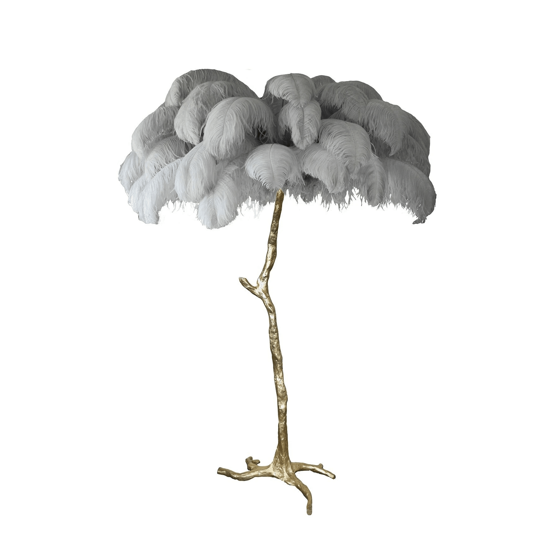 Brass Floor Lamp With Ostrich Feather Lighting Lobby