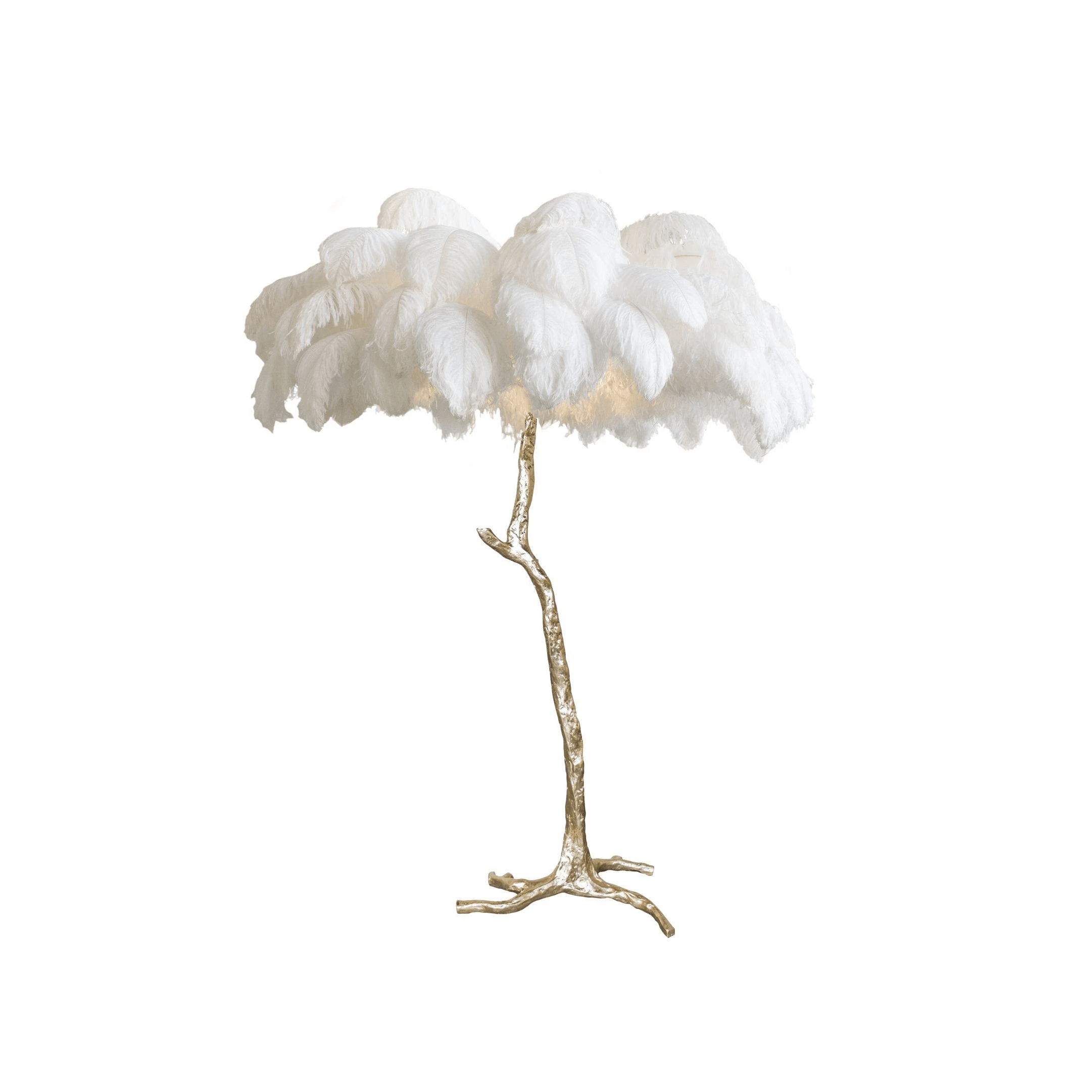 Brass Floor Lamp With Ostrich Feather Lighting Lobby