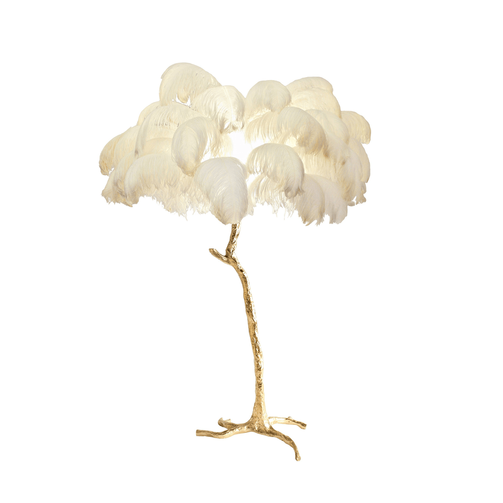 Brass Floor Lamp With Ostrich Feather Lighting Lobby