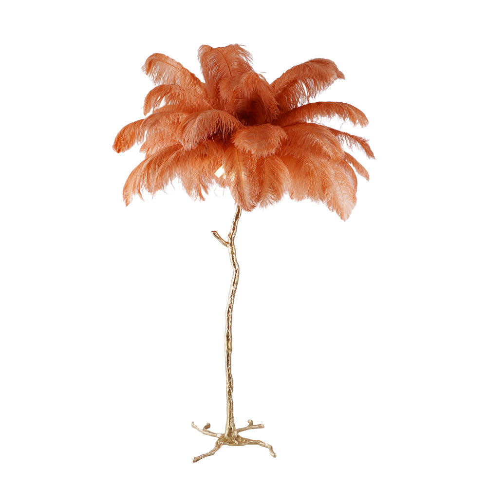 Brass Floor Lamp With Ostrich Feather Lighting Lobby