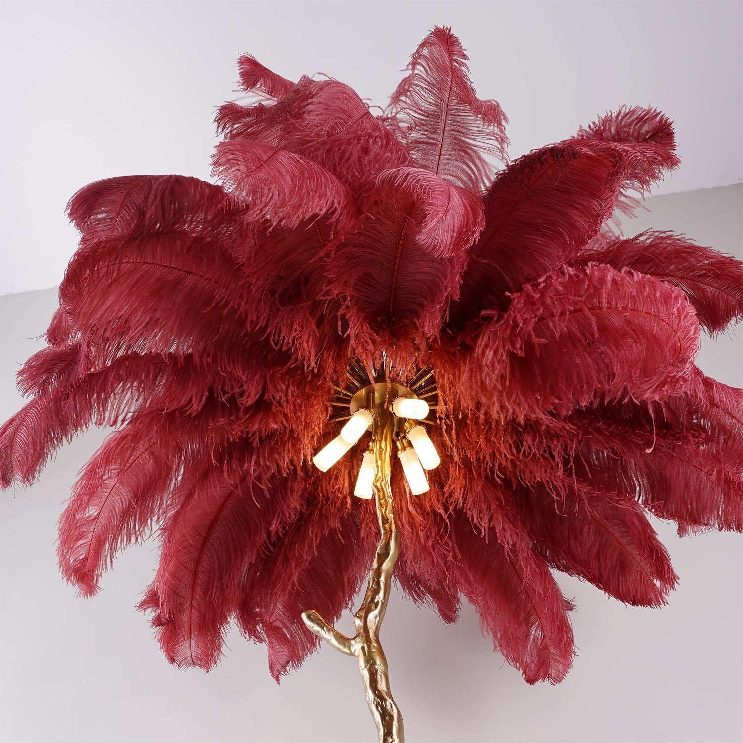 Brass Floor Lamp With Ostrich Feather Lighting Lobby