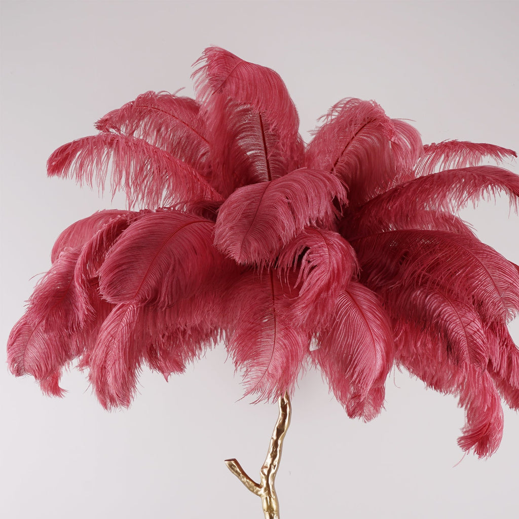 Brass Floor Lamp With Ostrich Feather Lighting Lobby