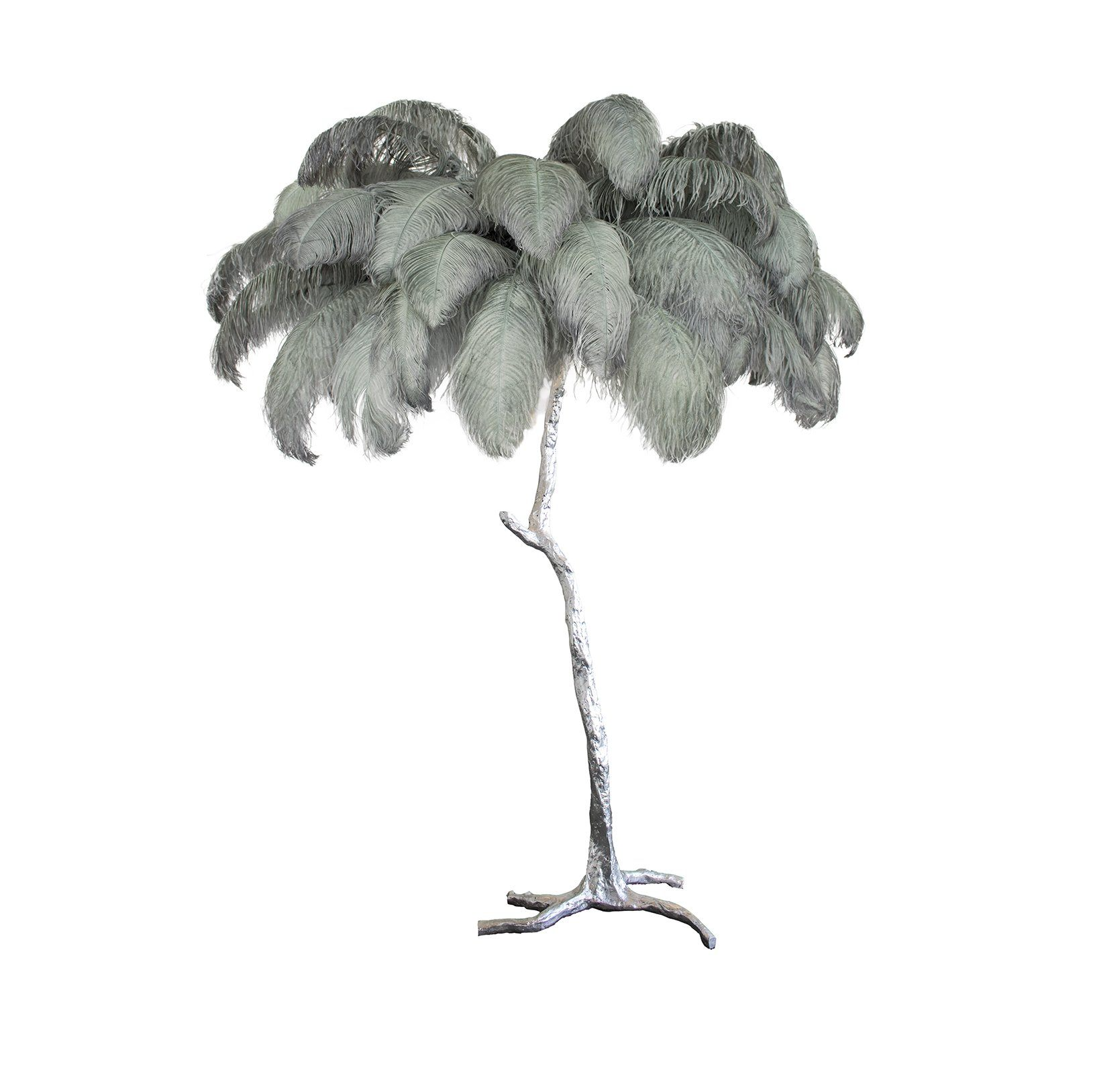 Brass Floor Lamp With Ostrich Feather Lighting Lobby
