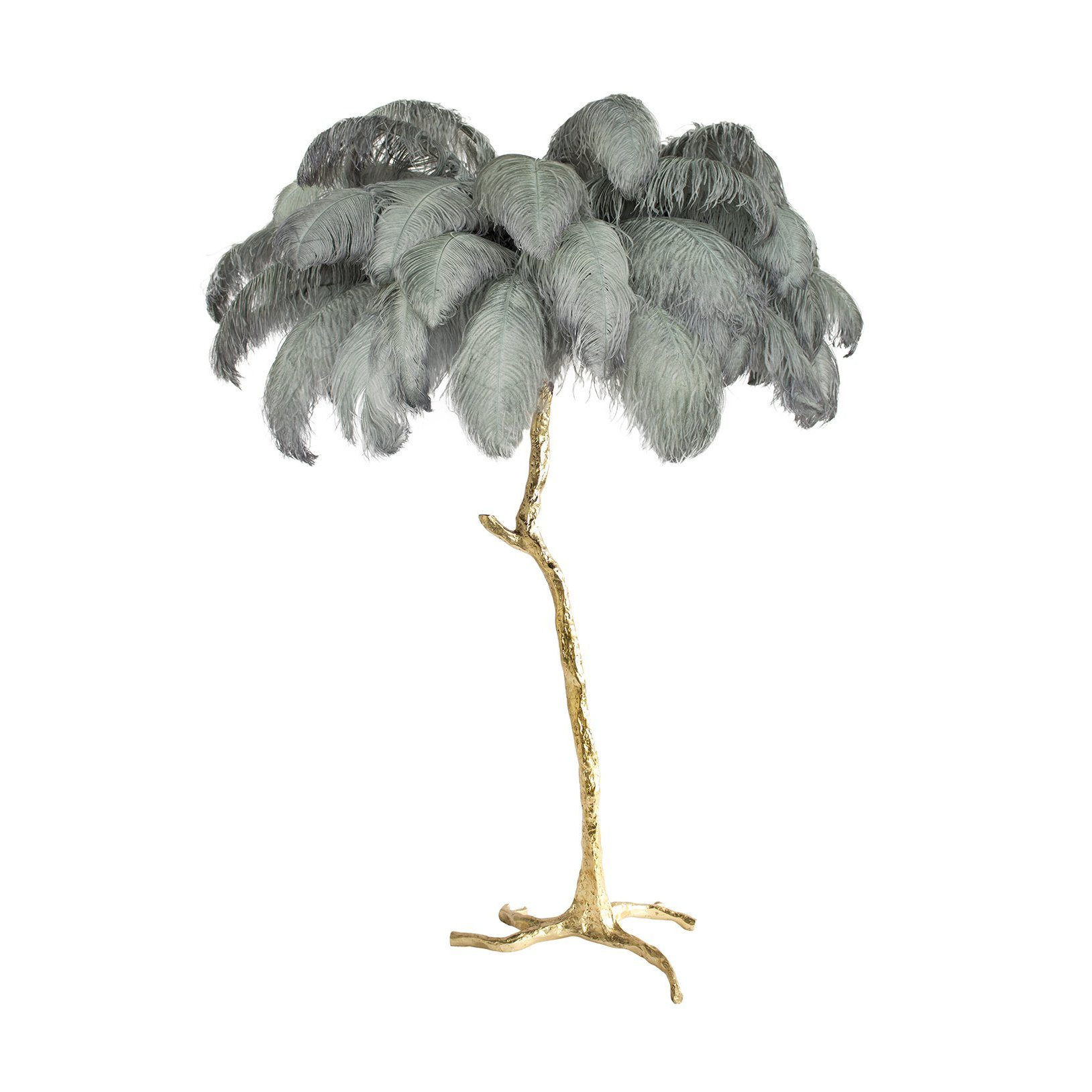 Brass Floor Lamp With Ostrich Feather Lighting Lobby