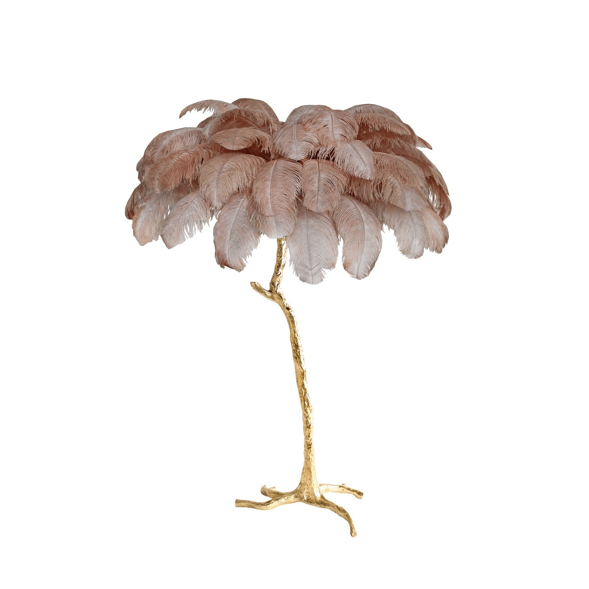 Brass Floor Lamp With Ostrich Feather Lighting Lobby