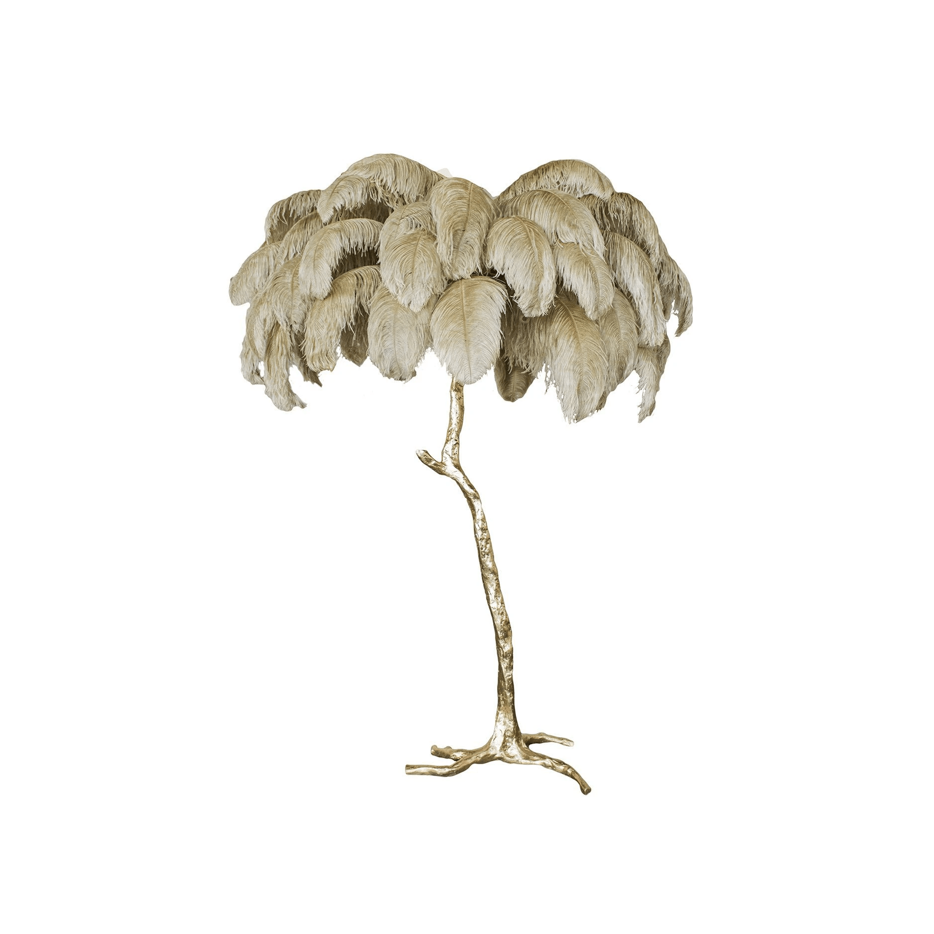 Brass Floor Lamp With Ostrich Feather Lighting Lobby