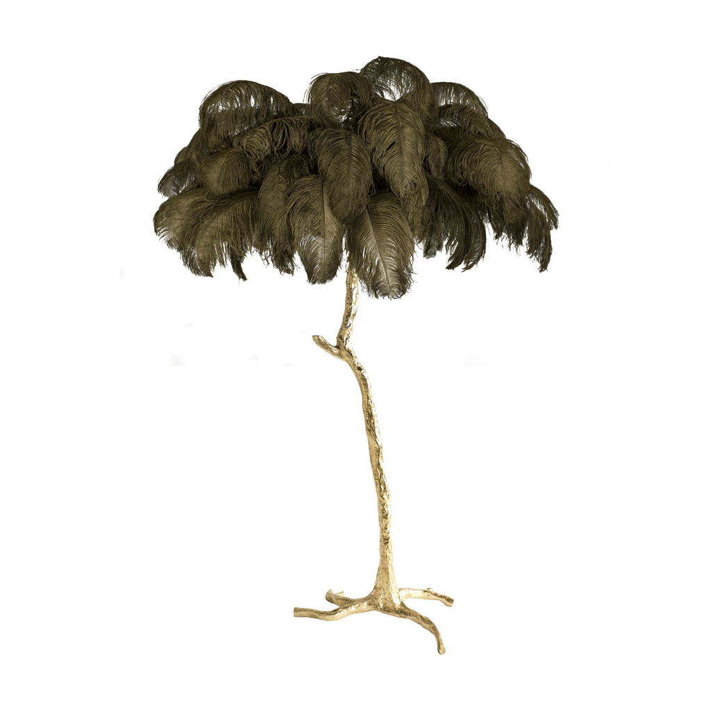 Brass Floor Lamp With Ostrich Feather Lighting Lobby