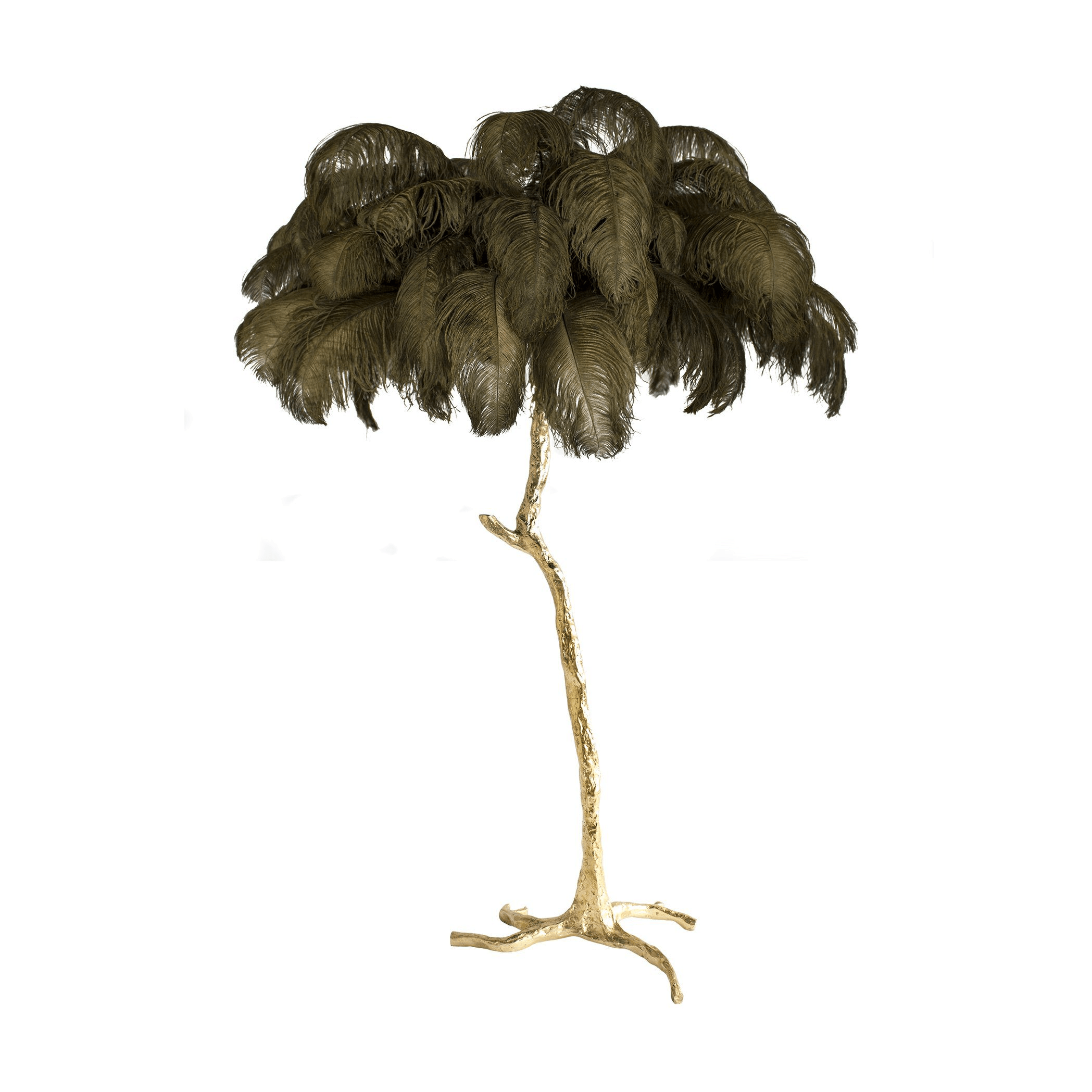 Brass Floor Lamp With Ostrich Feather Lighting Lobby