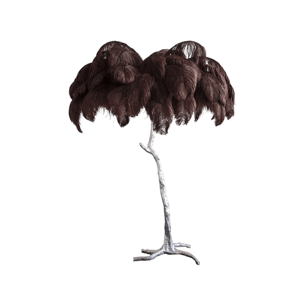 Brass Floor Lamp With Ostrich Feather Lighting Lobby