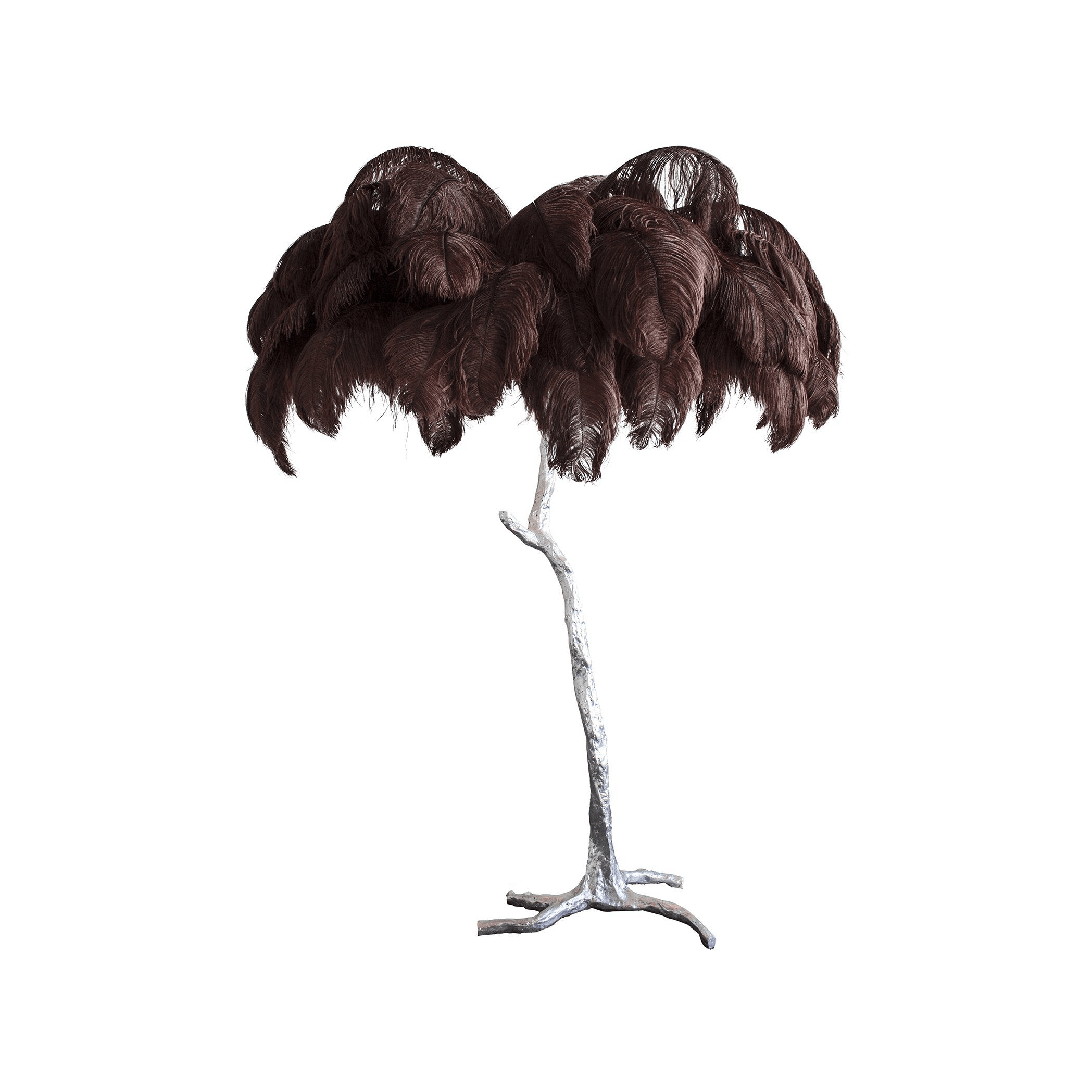 Brass Floor Lamp With Ostrich Feather Lighting Lobby