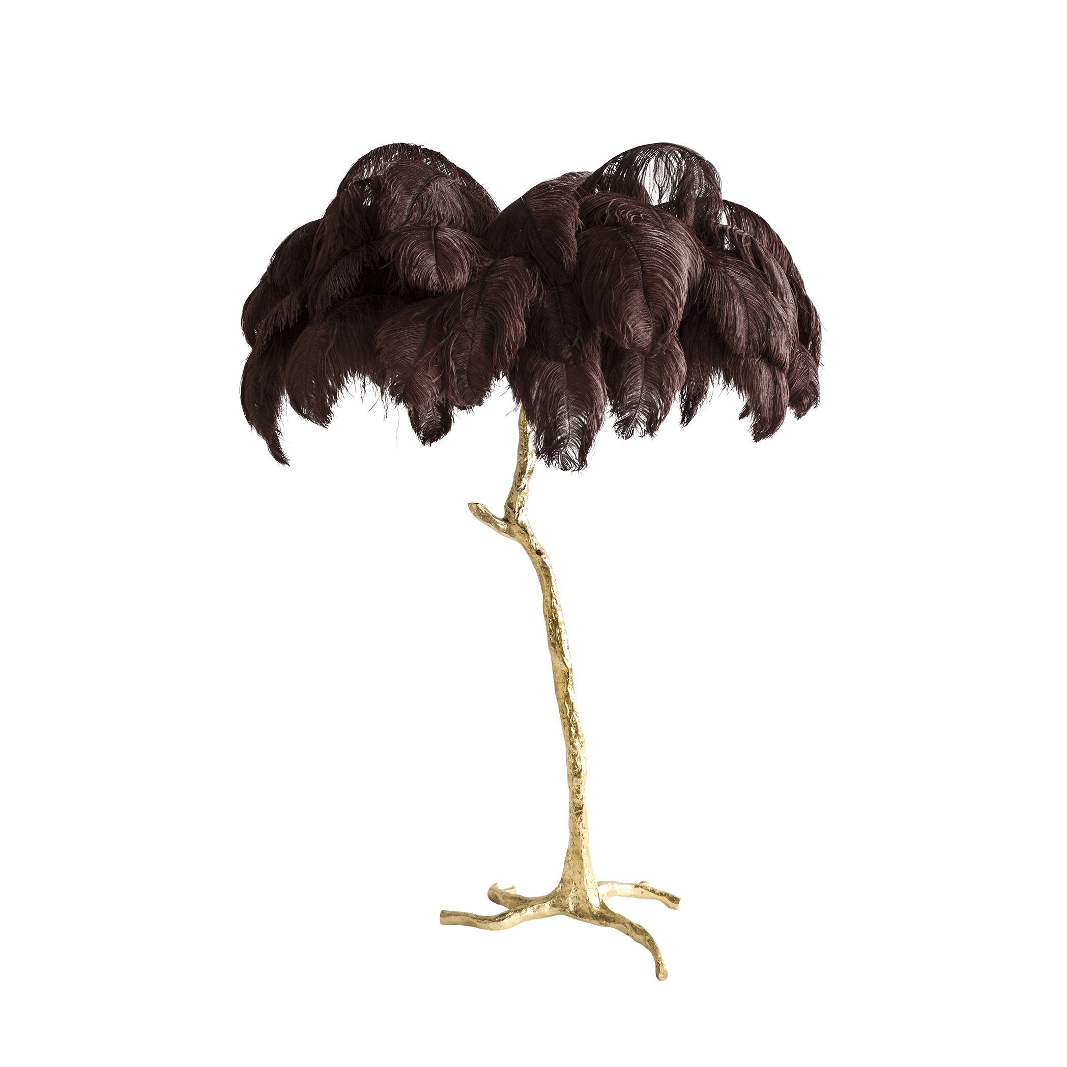 Brass Floor Lamp With Ostrich Feather Lighting Lobby