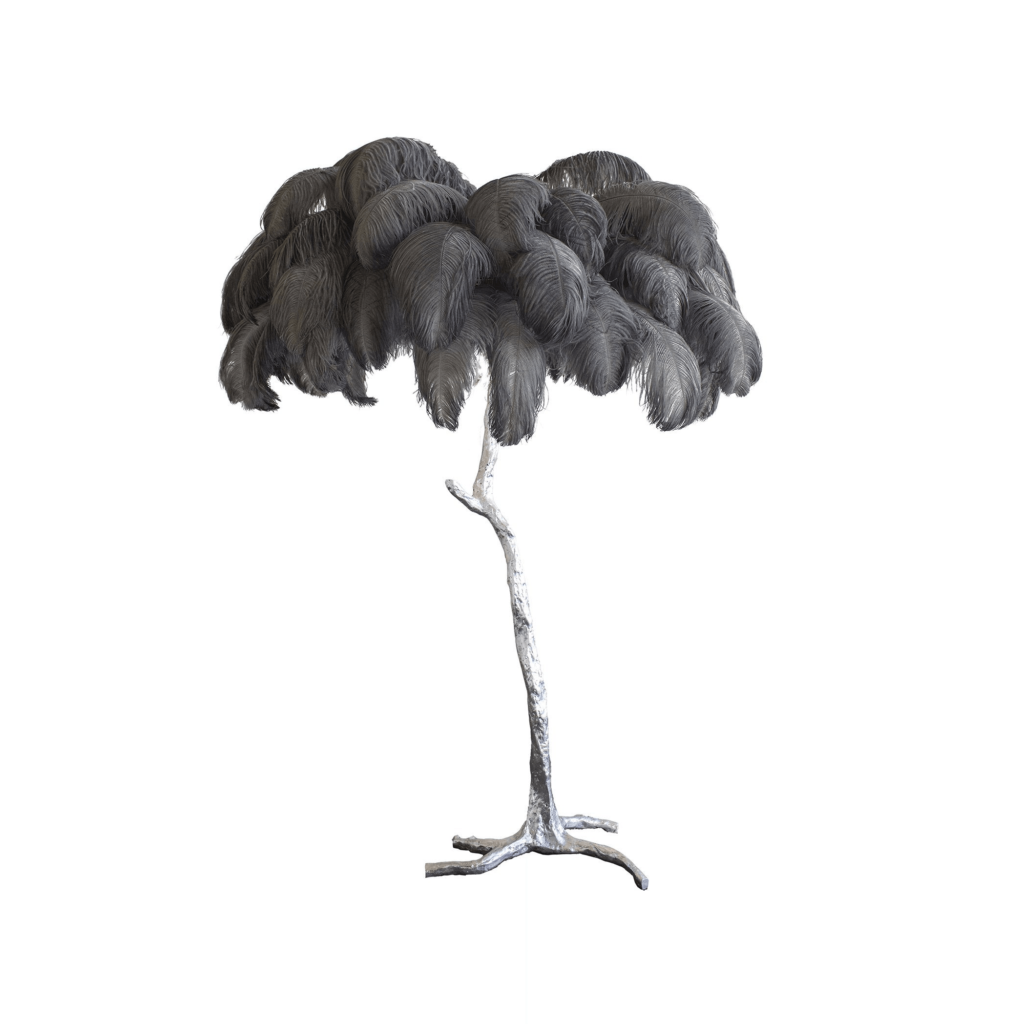 Brass Floor Lamp With Ostrich Feather Lighting Lobby