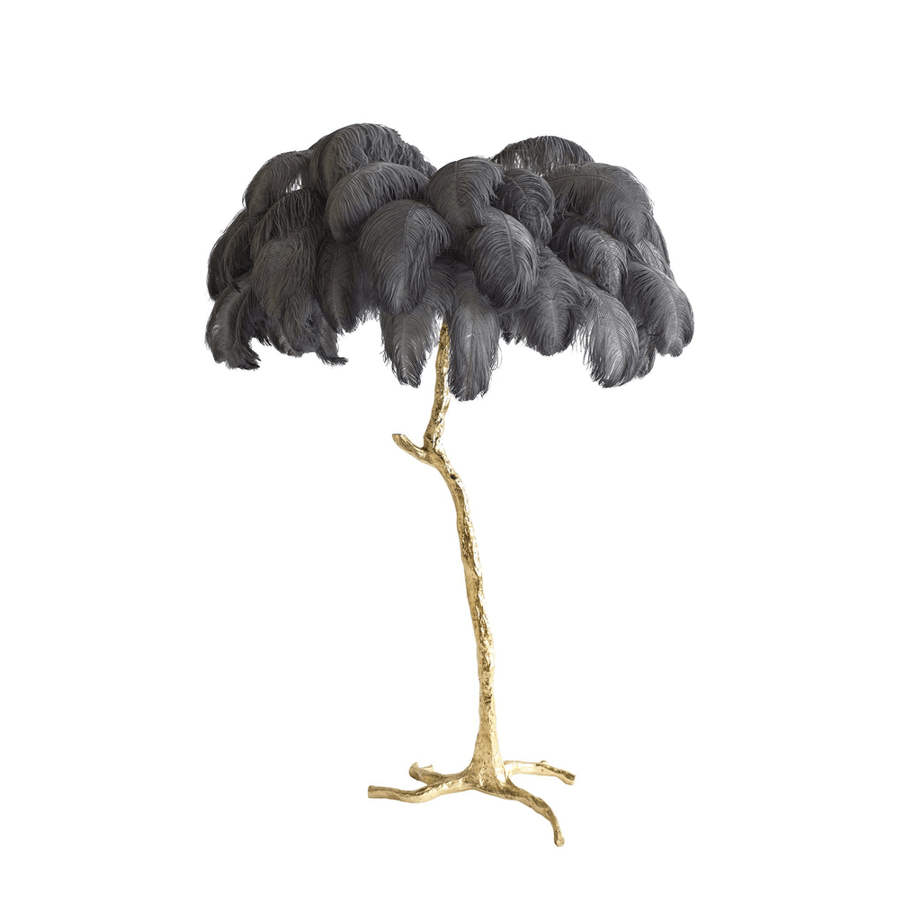 Brass Floor Lamp With Ostrich Feather Lighting Lobby